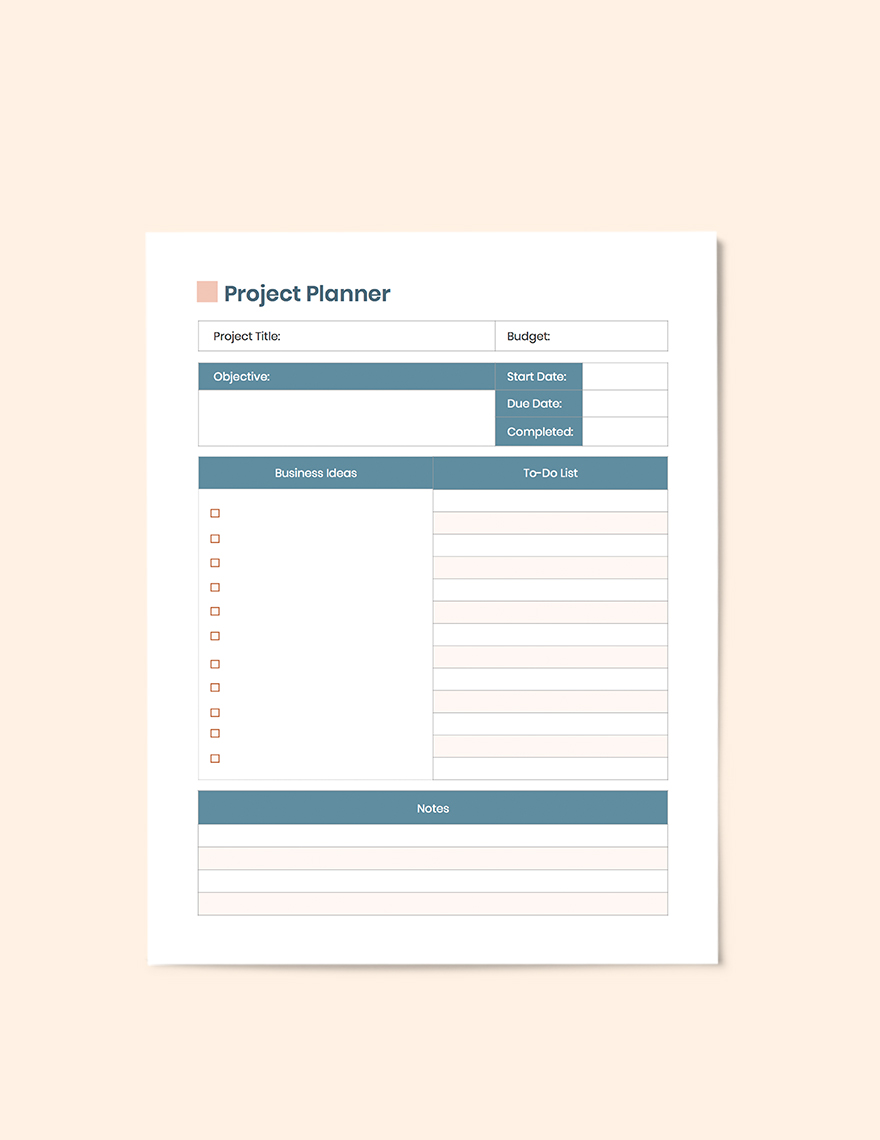 Sample Project planner List