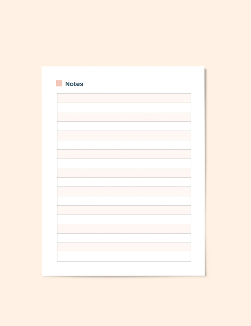 Sample Project planner Notes