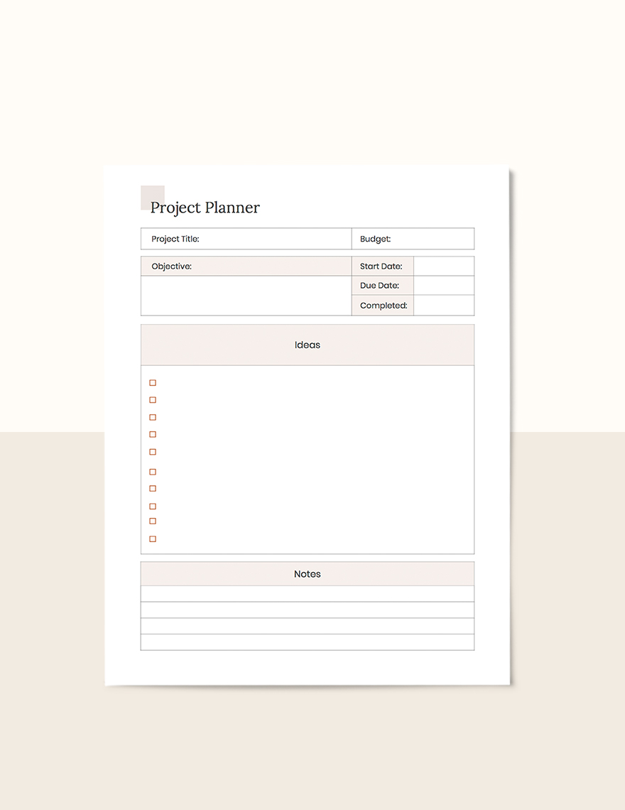 Editable Project Planner