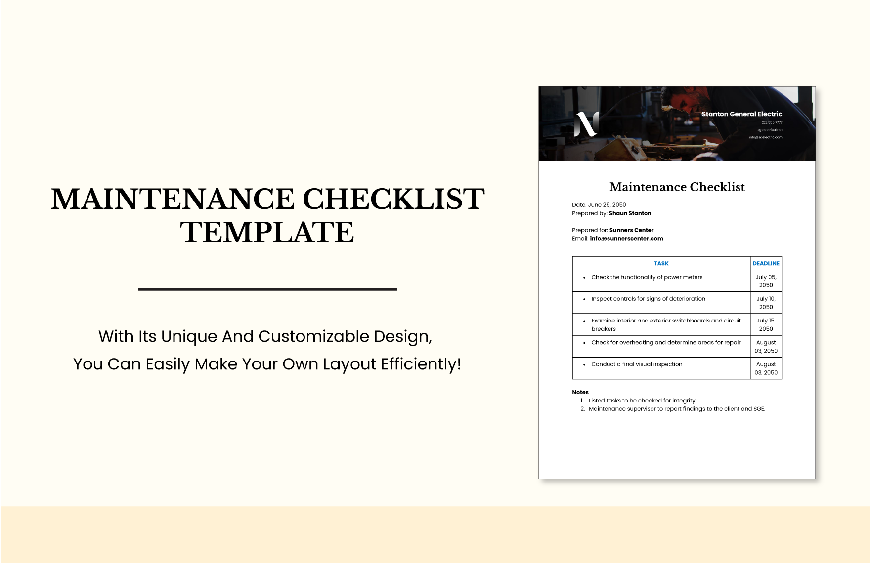 Maintenance Checklist Template in Word, PDF, Google Docs - Download | Template.net