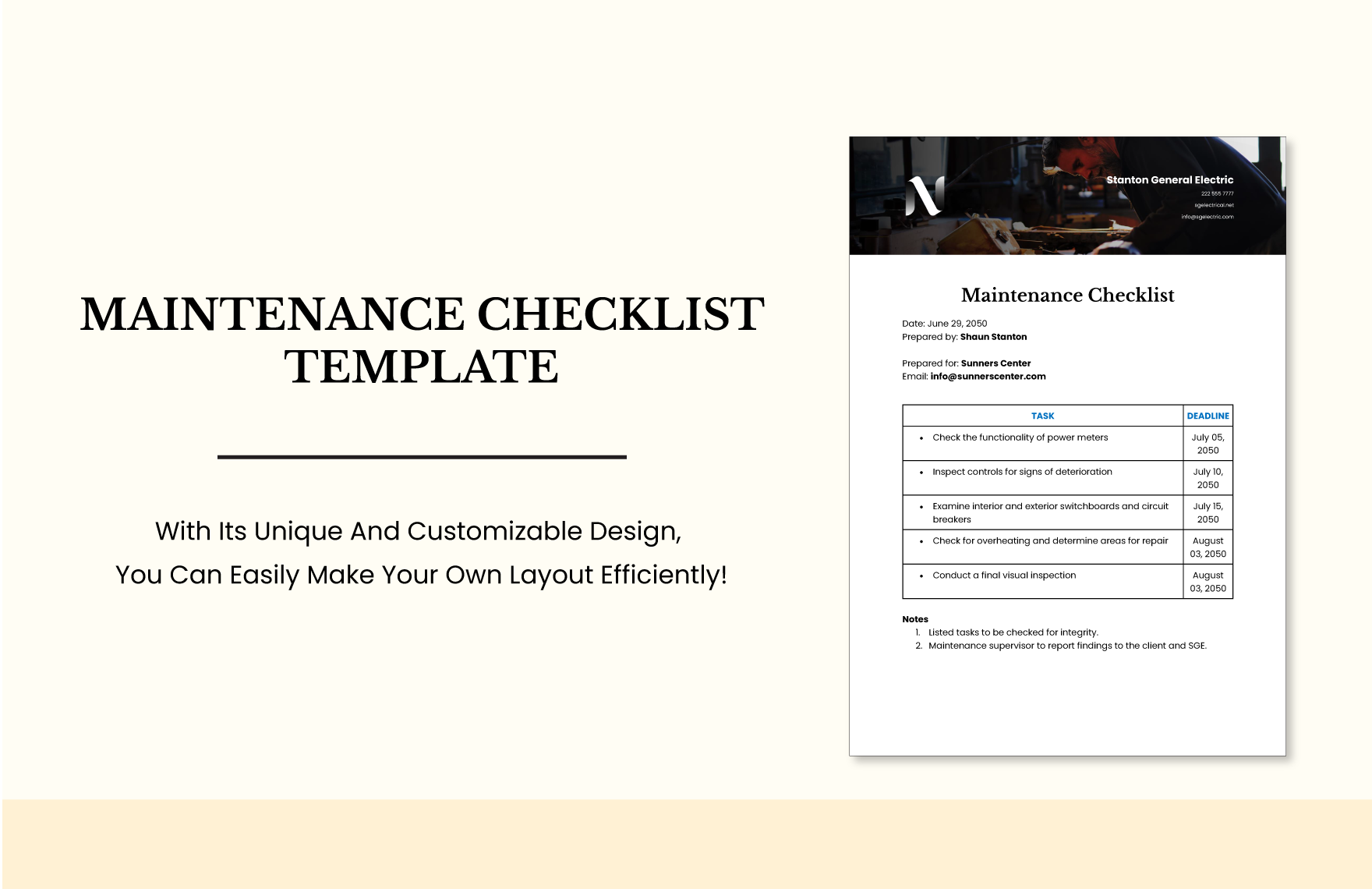 Maintenance Checklist Template Download In Word Google Docs PDF Template