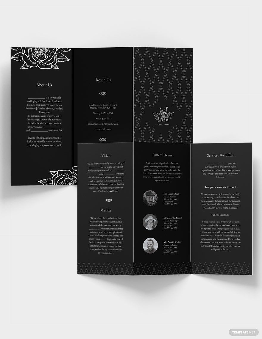 Blank Funeral Service Tri-Fold Brochure Template
