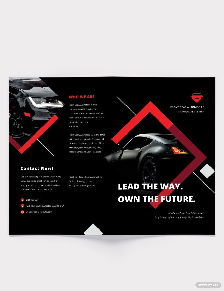 Car Advertisement Bi-Fold Brochure Template