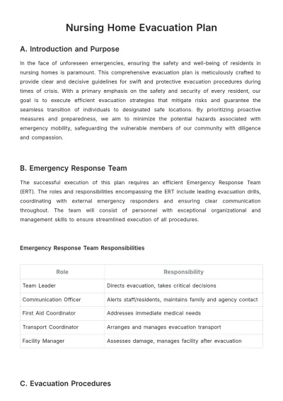 Free Nursing Home Evacuation Plan Template to Edit Online