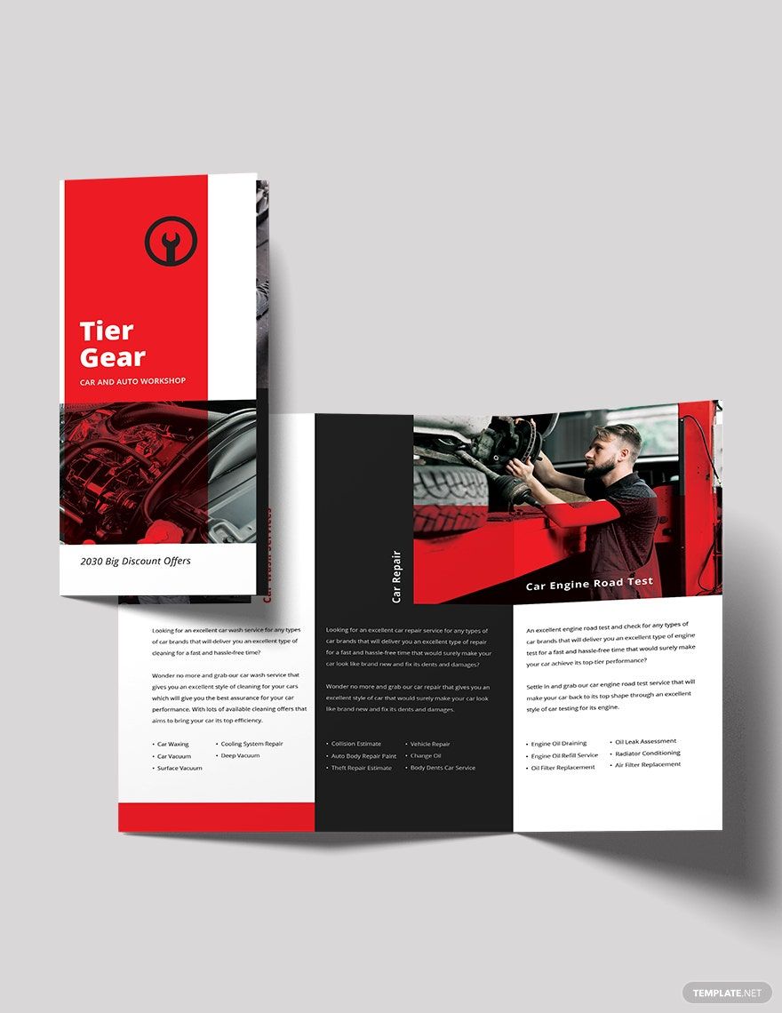 Car and Automotive Workshop Tri-Fold Brochure Template
