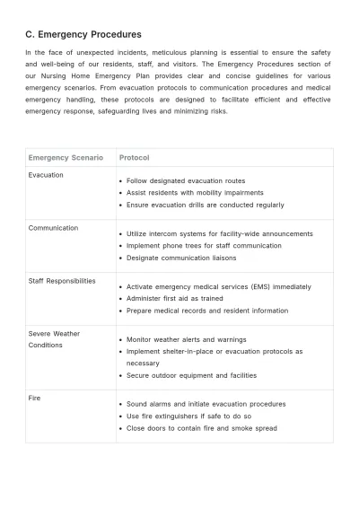 Free Nursing Home Emergency Plan Template to Edit Online