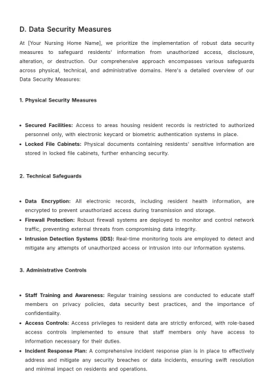 Free Nursing Home Privacy Plan Template to Edit Online