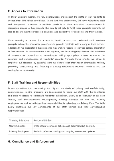 Free Nursing Home Privacy Plan Template to Edit Online