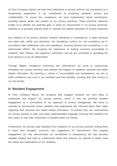 Free Nursing Home Privacy Plan Template to Edit Online