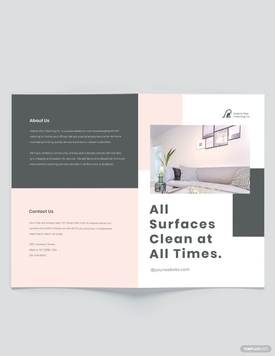 Cleaning Business Bi-Fold Brochure Template