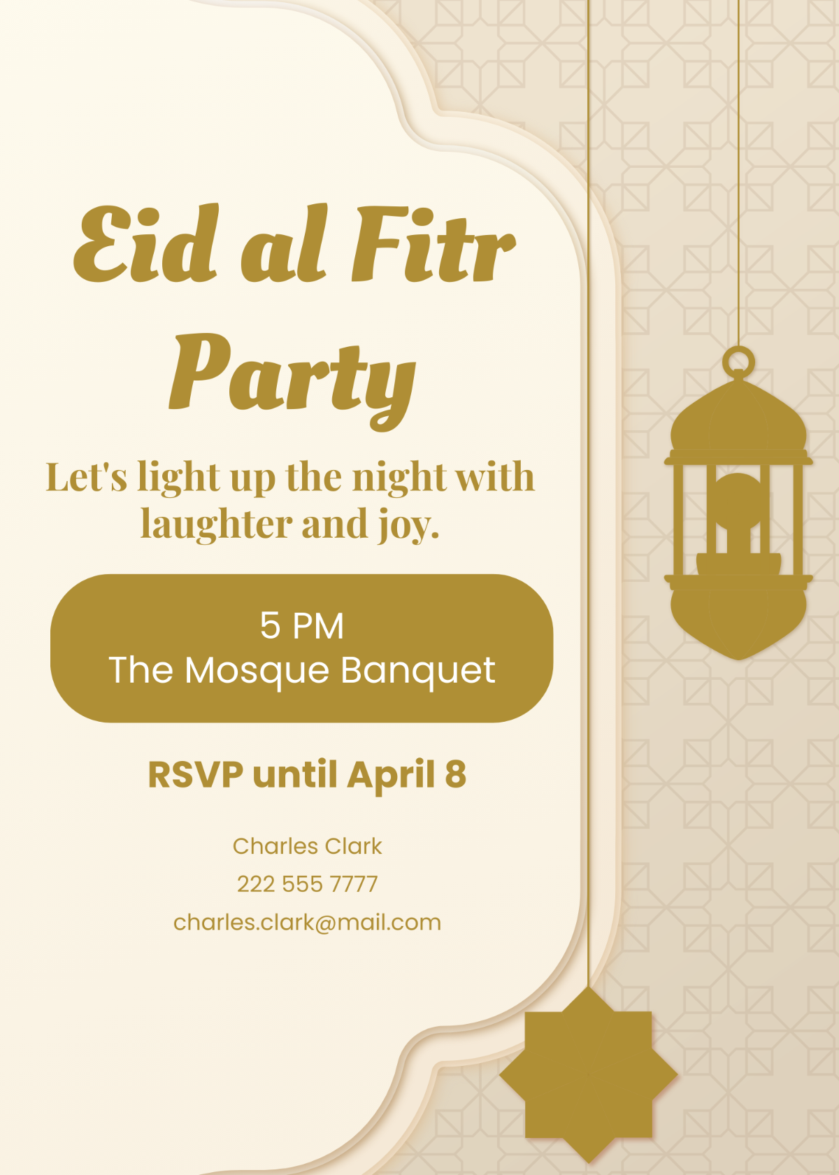 Eid al Fitr Celebration Party Invitation Template - Edit Online & Download