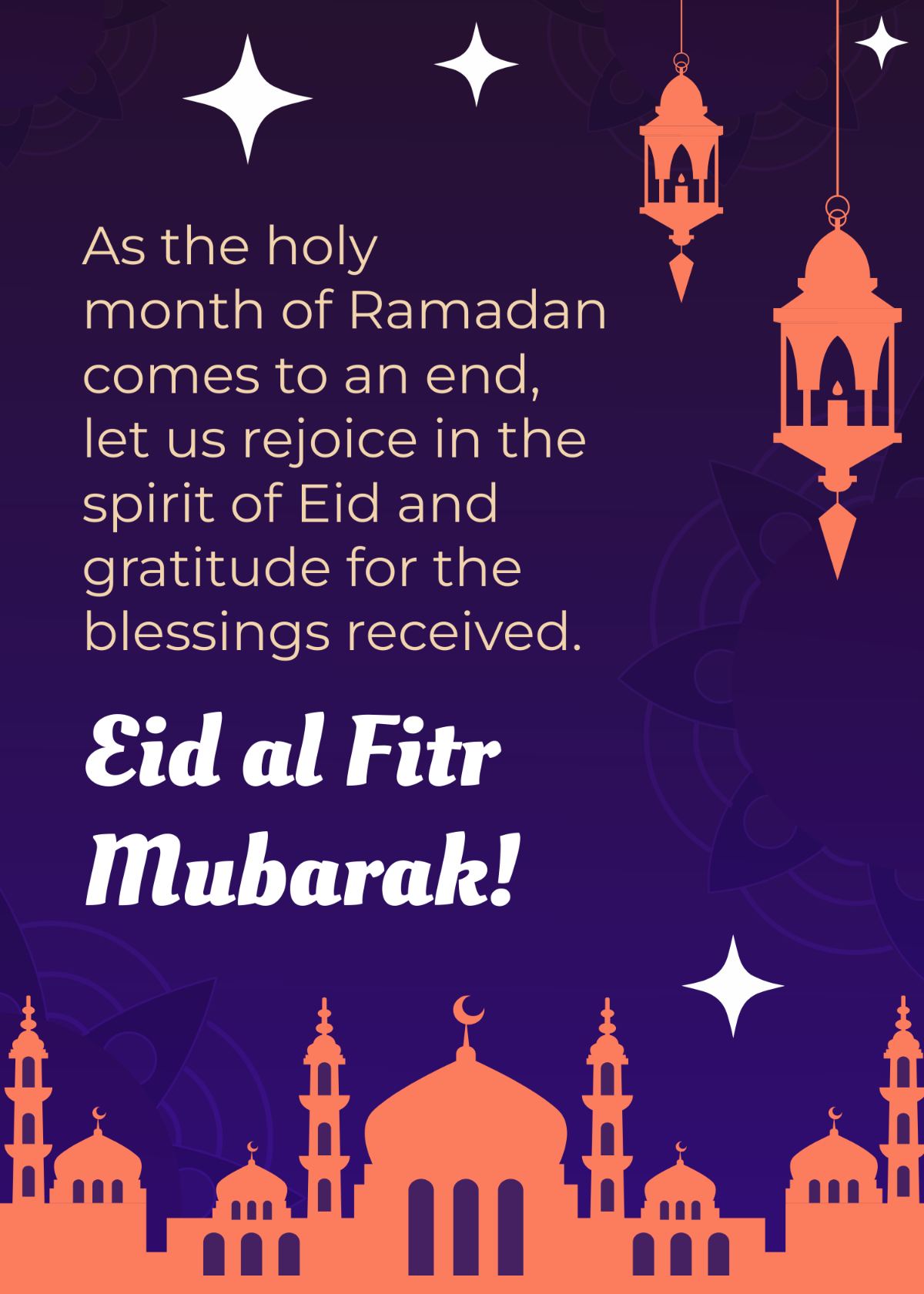 Eid al Fitr Mubarak Greeting Card Template