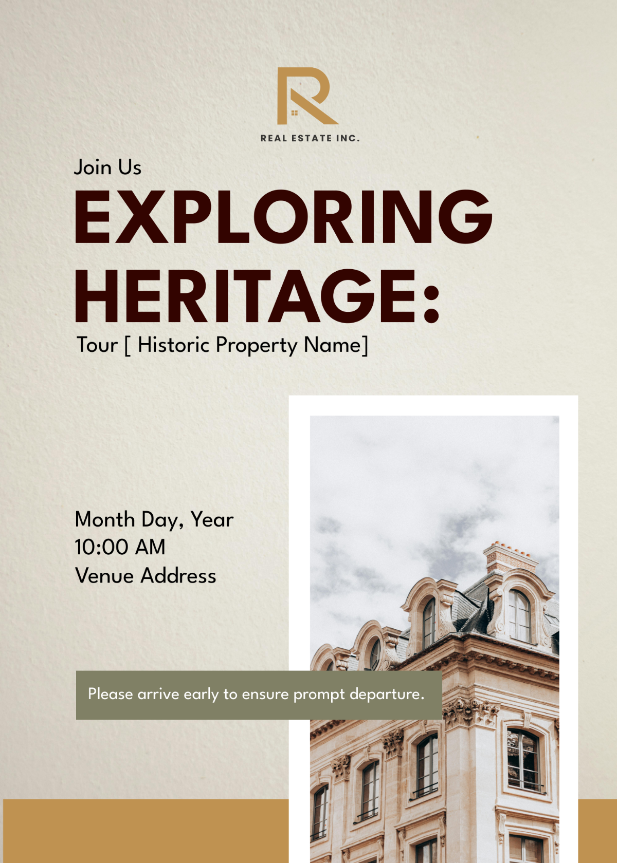 Free Historic Property Tour Invitation Card Template