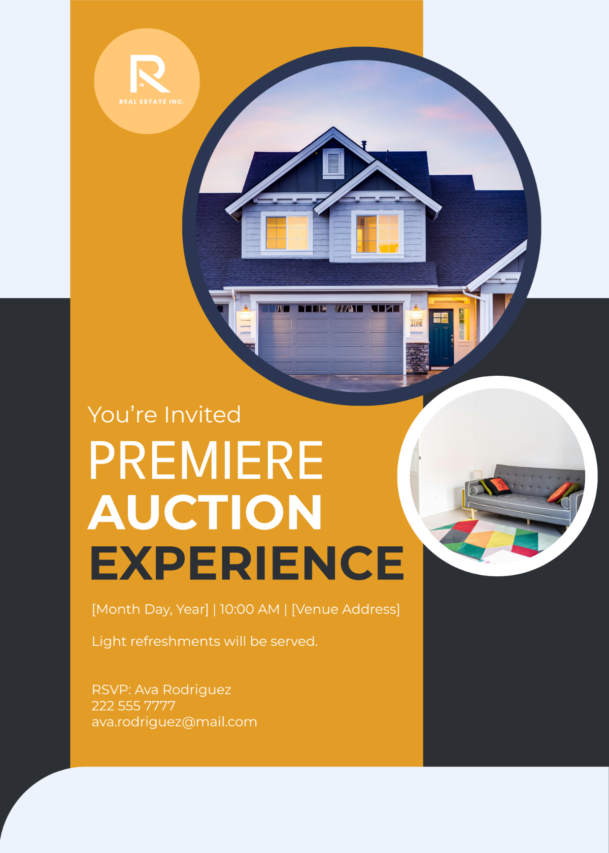 Real Estate Auction Invitation Card Template - Edit Online & Download