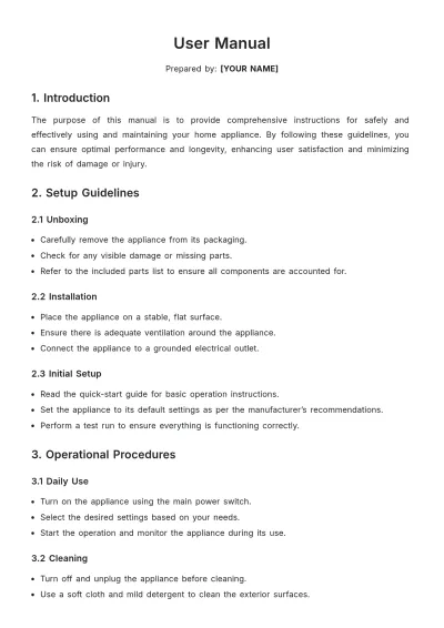Free Sample User Manual Template to Edit Online