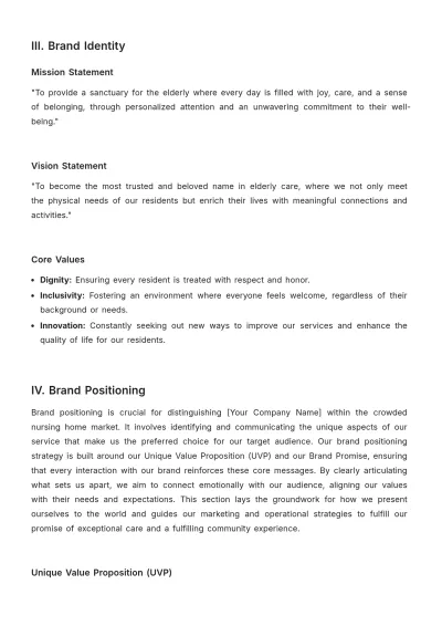 Free Nursing Home Brand Strategy Template to Edit Online
