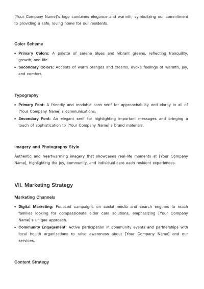 Free Nursing Home Brand Strategy Template to Edit Online