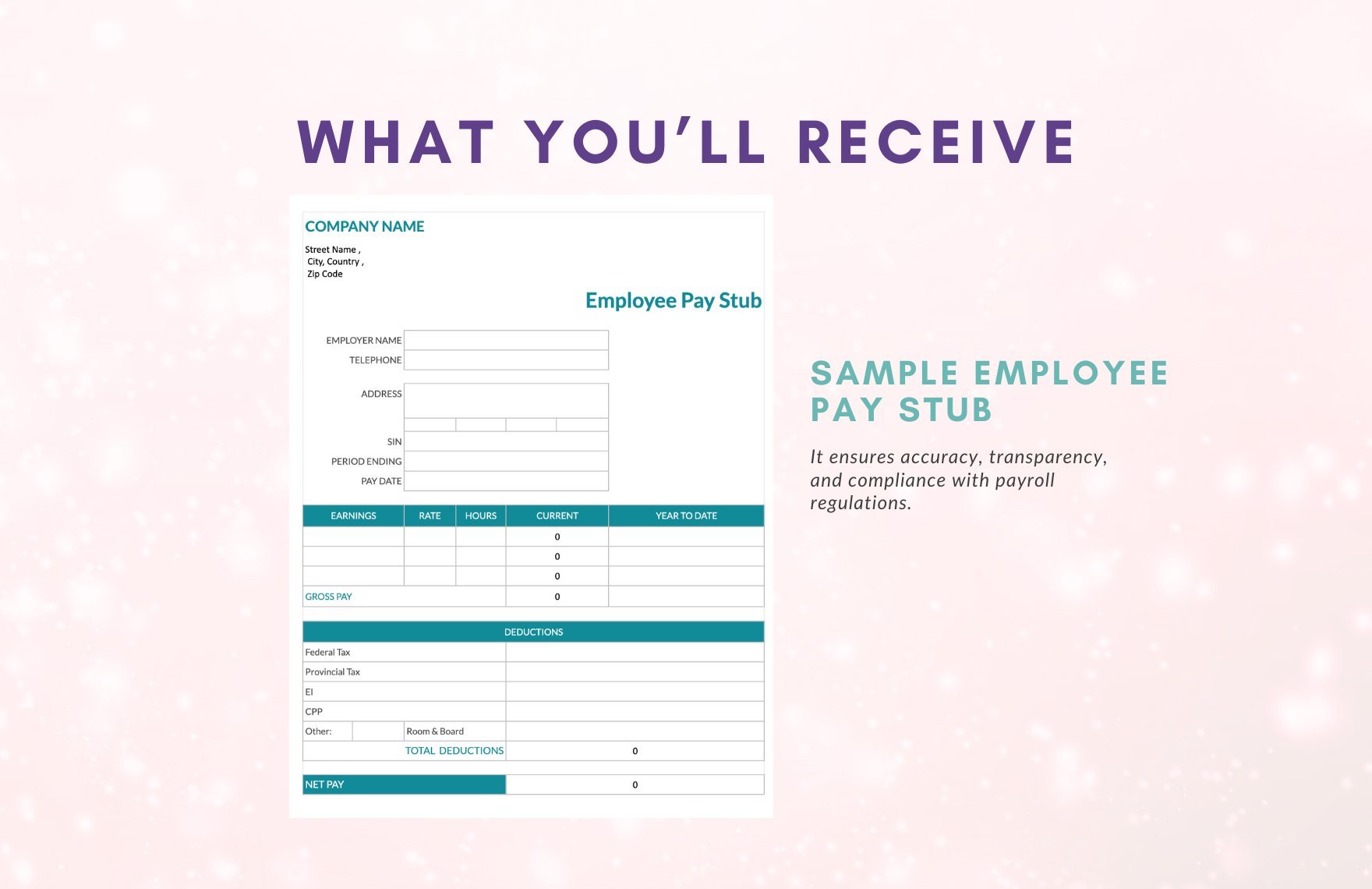 Sample Employee Pay Stub Template
