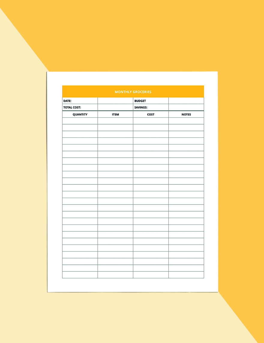Monthly Diet Planner Template Example