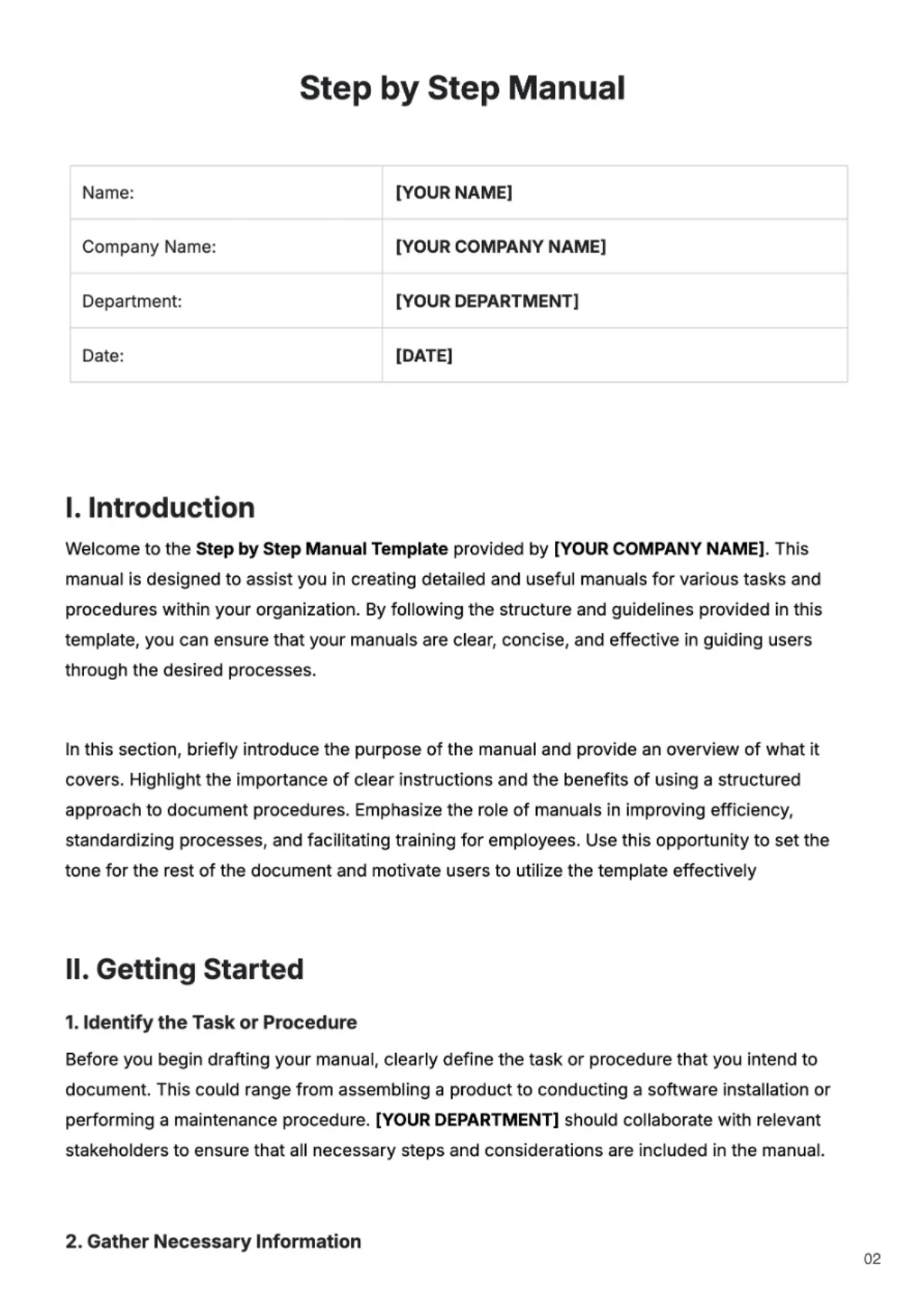 Free Step by Step Manual Template to Edit Online