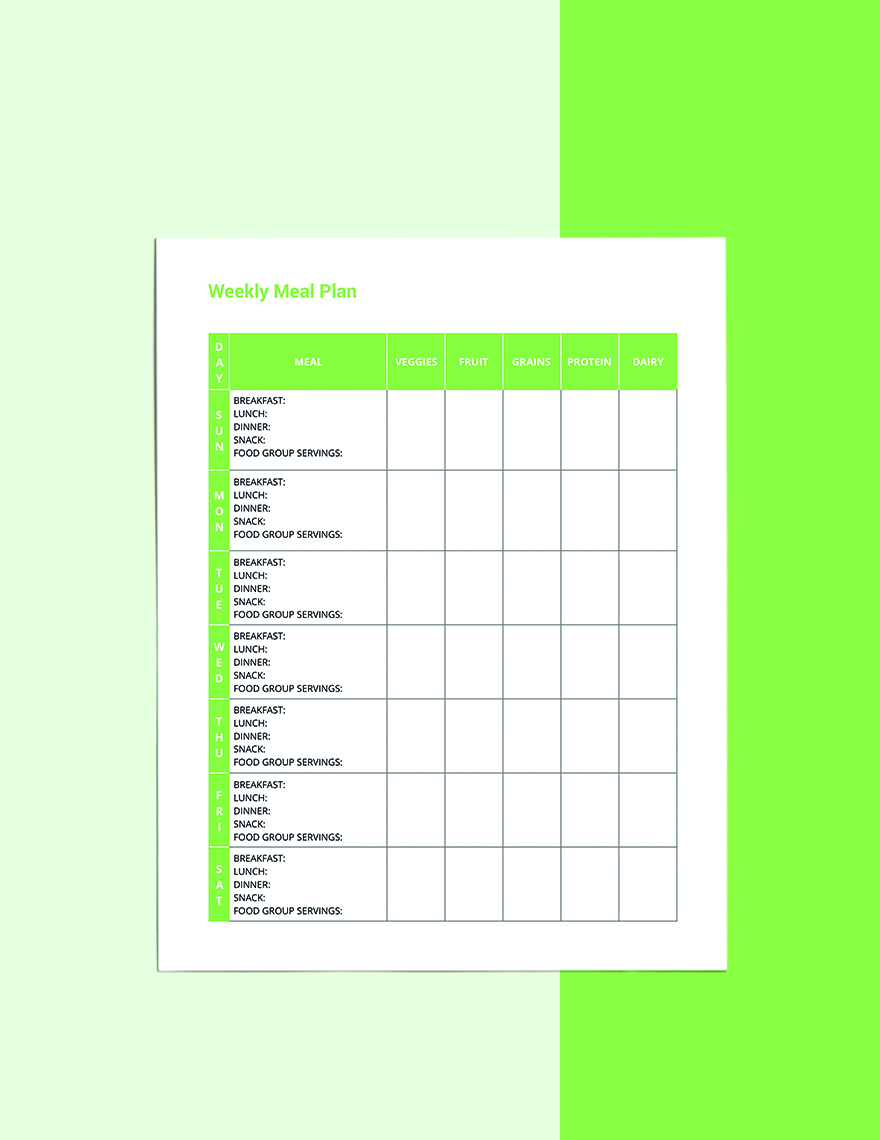 Weekly Diet Planner Template Download In Word PDF Apple Pages 