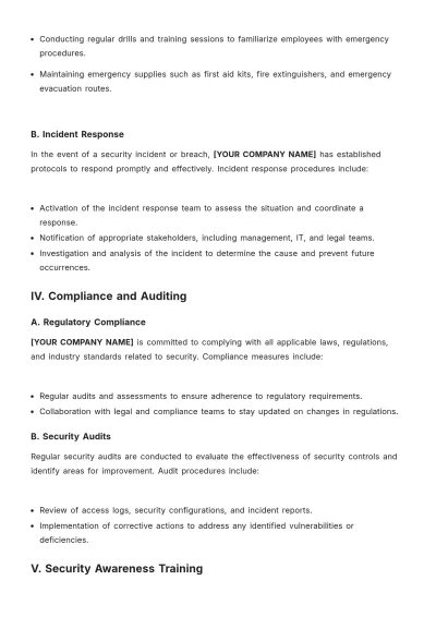 Free Security Manual Template to Edit Online