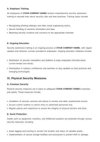 Free Security Manual Template to Edit Online