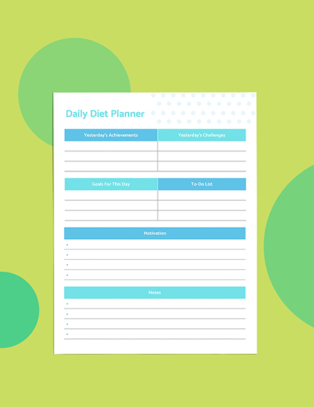 Daily diet planner template Format