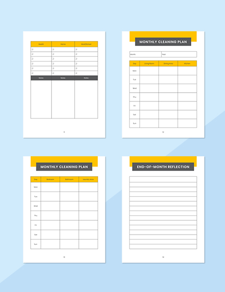 Undated Digital Planner Schedule Monthly Cleaning Plan