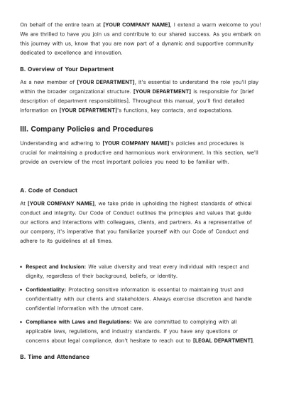 Free Employee Orientation Manual Template to Edit Online