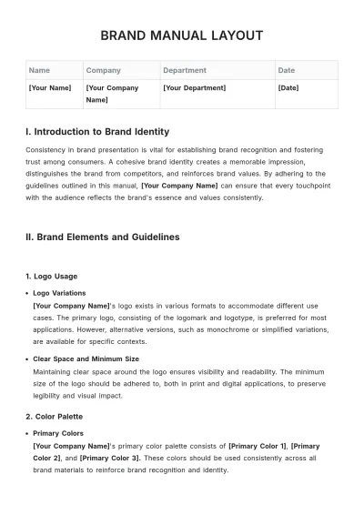 Free Brand Manual Layout Template to Edit Online