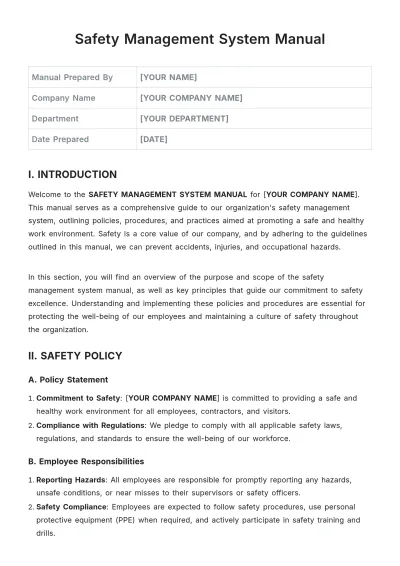 Free Safety Management System Manual Template to Edit Online