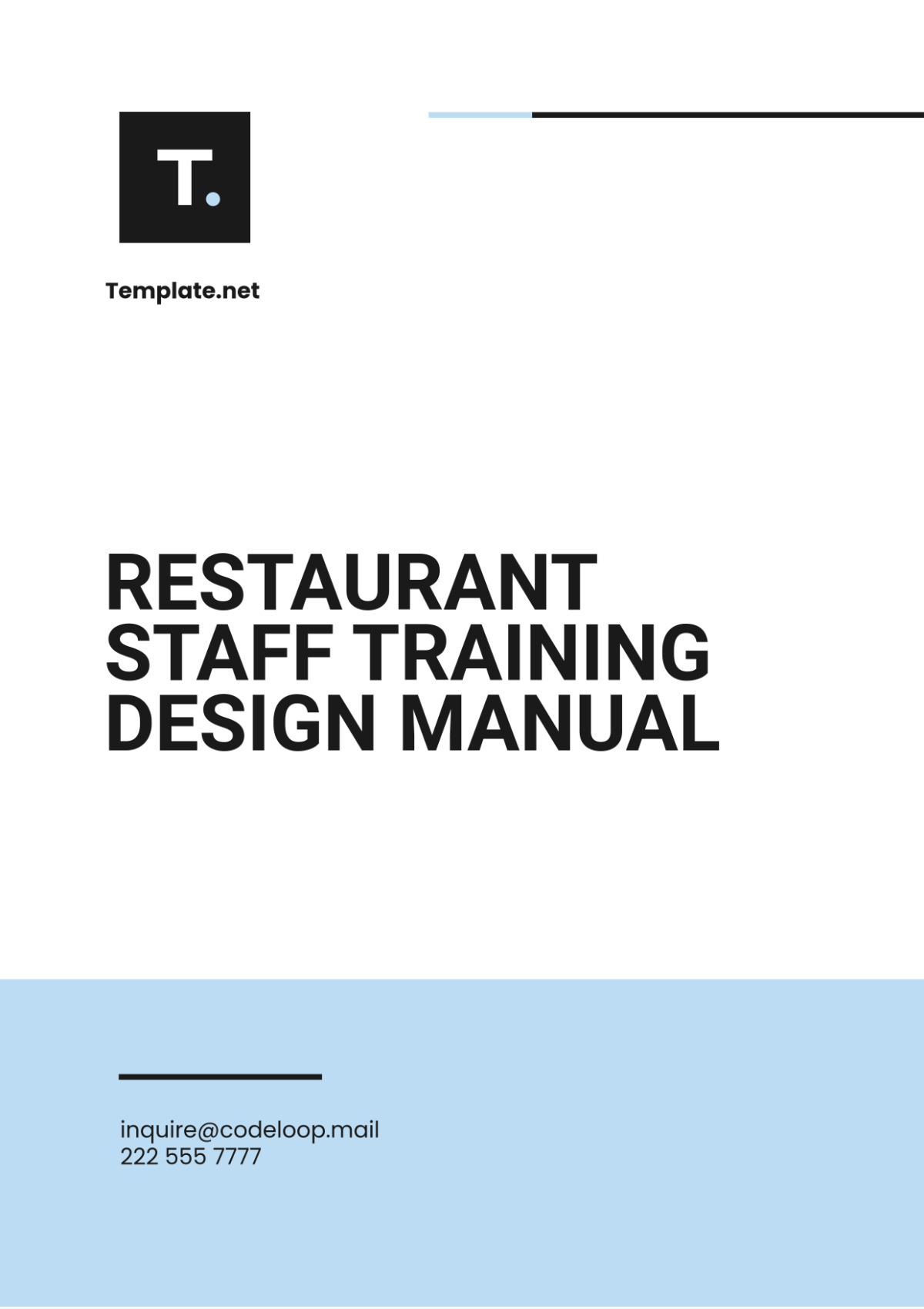 Restaurant Staff Training Design Manual Template - Edit Online & Download