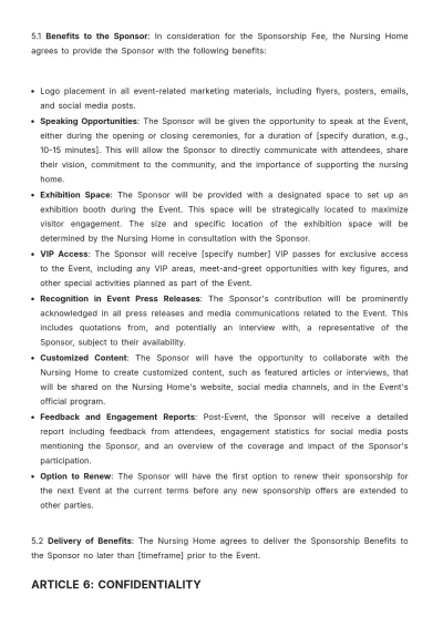Free Nursing Home Sponsorship Agreement Template to Edit Online
