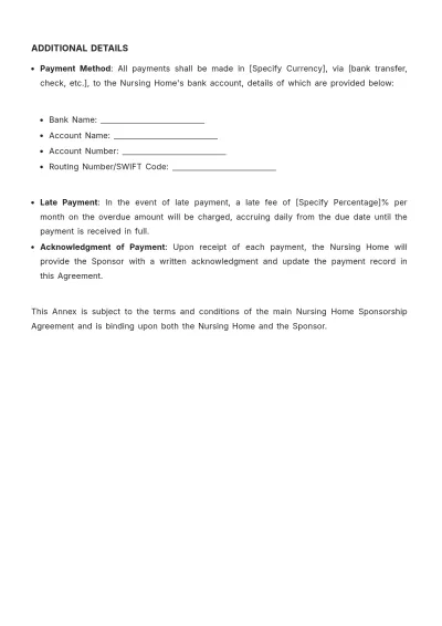 Free Nursing Home Sponsorship Agreement Template to Edit Online