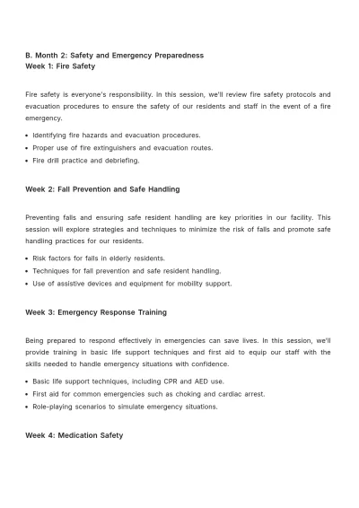 Free Nursing Home In-Service Training Schedule and Content Plan Template to Edit Online