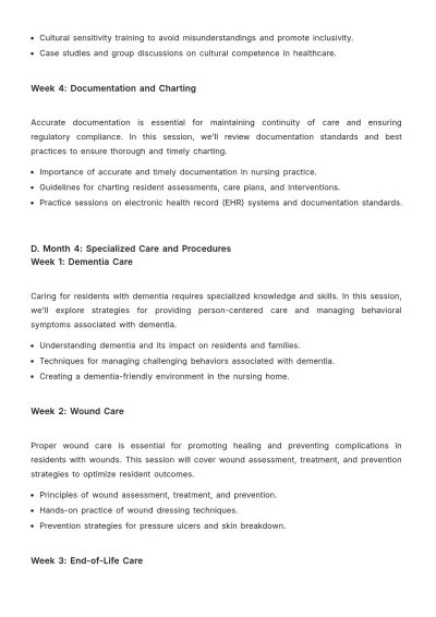 Free Nursing Home In-Service Training Schedule and Content Plan Template to Edit Online