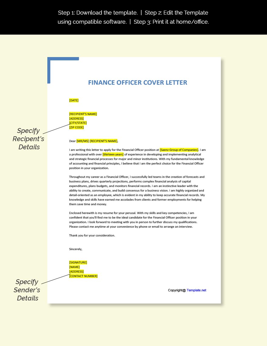 Finance Officer Cover Letter