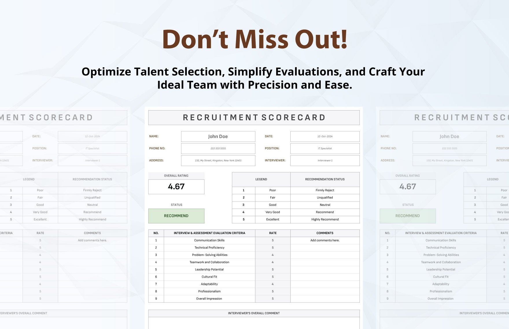 Recruitment Scorecard Template