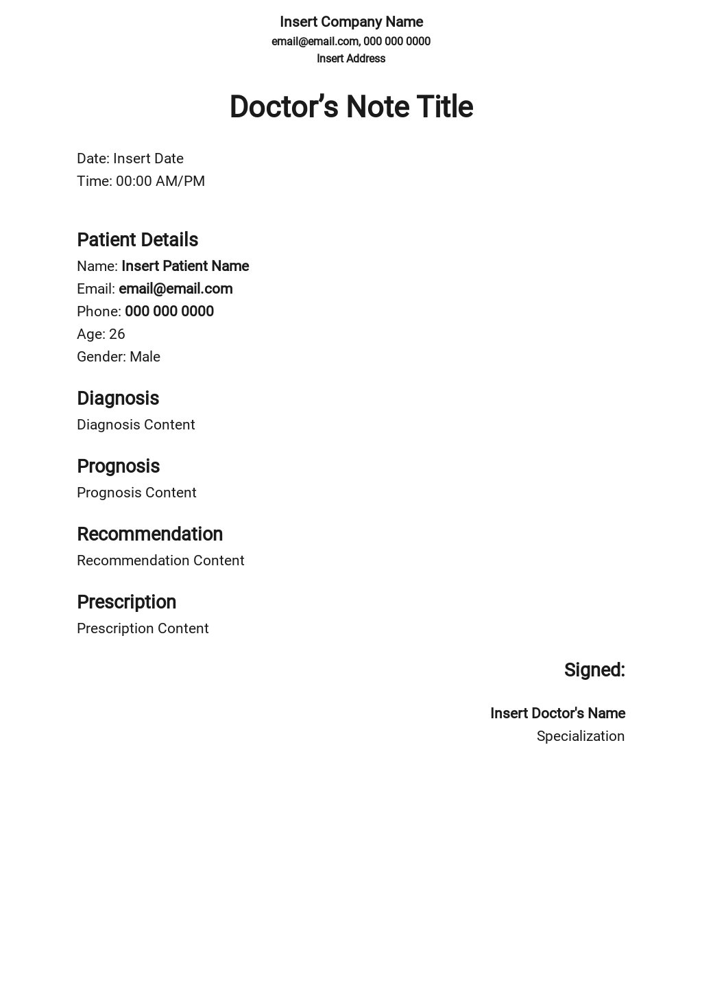 Sample Blank Doctor Note Template - Google Docs, Word, Apple Pages For Blank Doctors Note Template