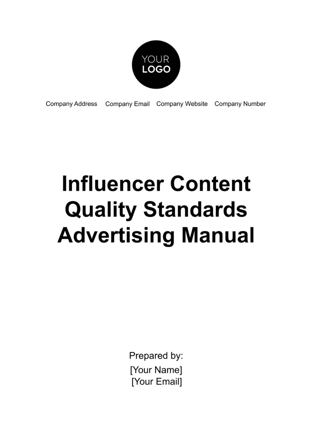 Free Influencer Content Quality Standards Advertising Manual Template