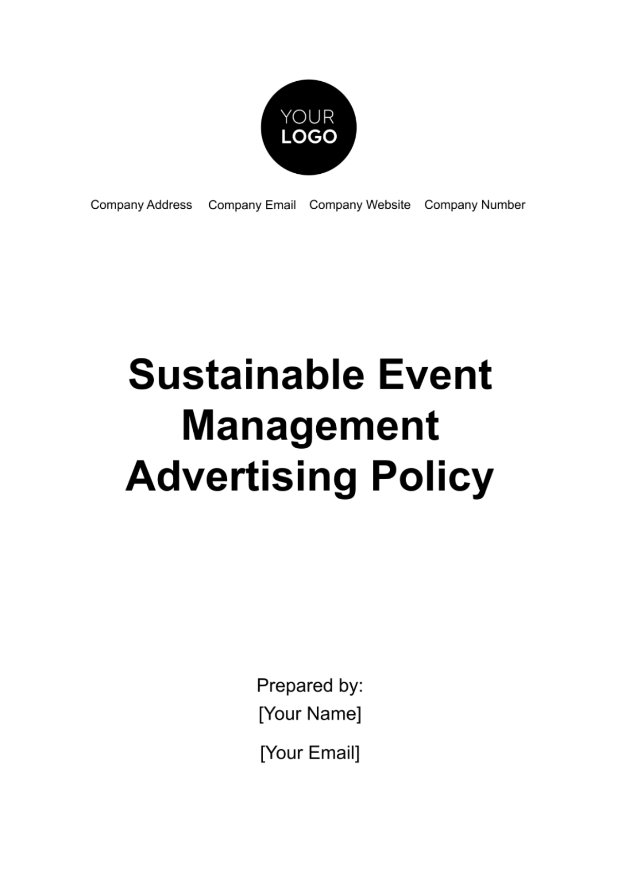 Sustainable Event Management Advertising Policy Template  - Edit Online & Download