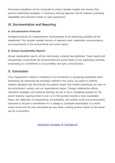Free Sustainable Event Management Advertising Policy Template  to Edit Online