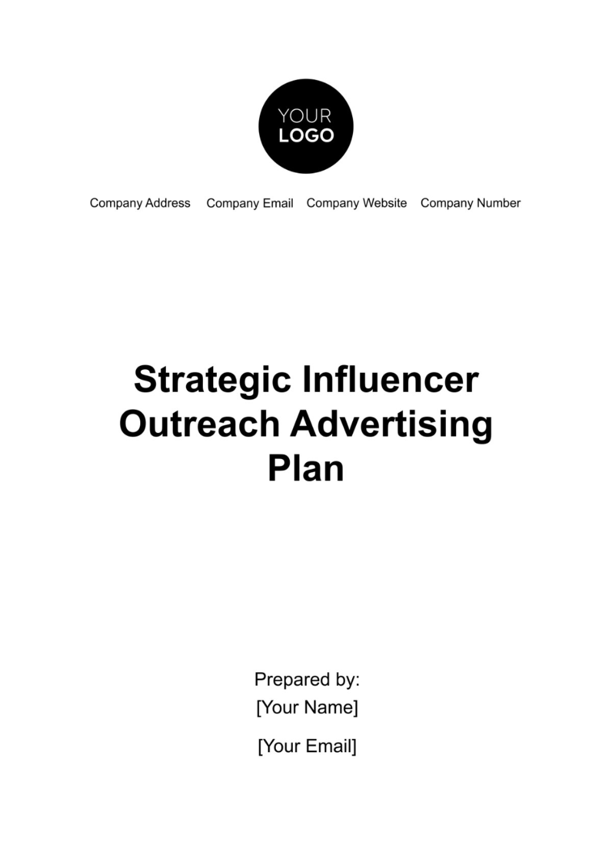 Strategic Influencer Outreach Advertising Plan Template