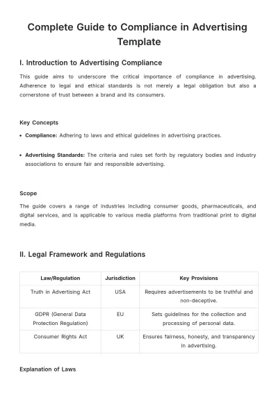 Free Complete Guide to Compliance in Advertising Template to Edit Online