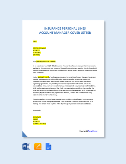 insurance account manager cover letter