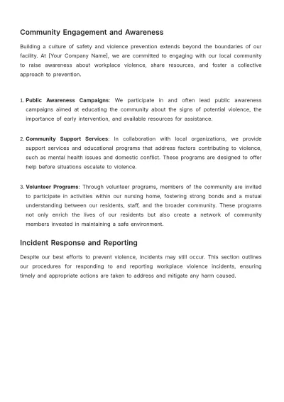 Free Nursing Home Workplace Violence Prevention Plan Template to Edit Online