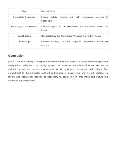 Free Nursing Home Workplace Violence Prevention Plan Template to Edit Online