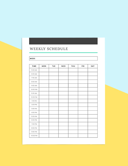 Simple Schedule planner Format