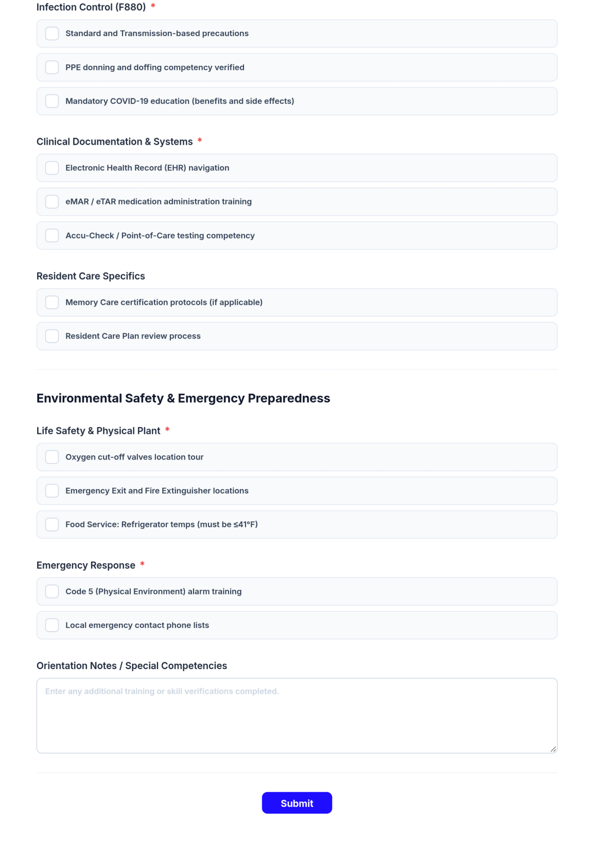 Free Nursing Home Orientation Checklist Template & AI Maker